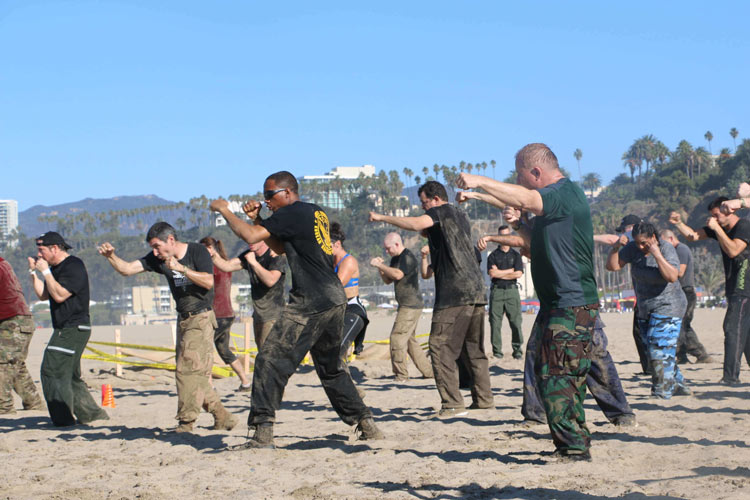Krav Maga strike training at the beach