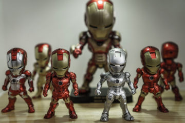 Iron Man toys to represent fighting in the movies